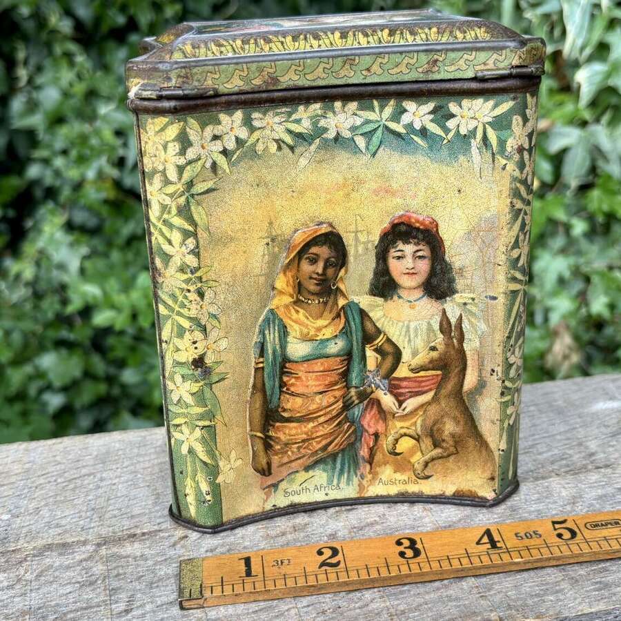 Macfarlane Lang Queen Victoria Empire Colonies Biscuit Tin c1890s