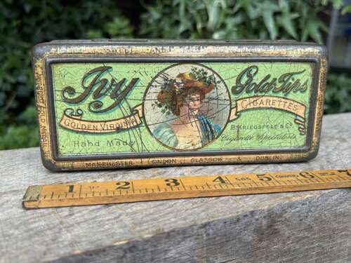 Scarce Ivy Lady Image 100 Cigarette Tin c1900s