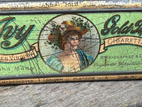Scarce Ivy Lady Image 100 Cigarette Tin c1900s