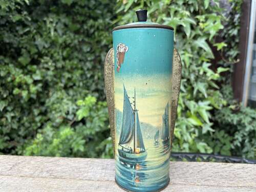 Huntley & Palmers Ship Vase Shaped Biscuit Tin c1900s