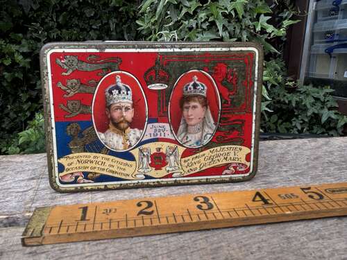 King George 5th Royal Chocolate Tin Norwich c1911