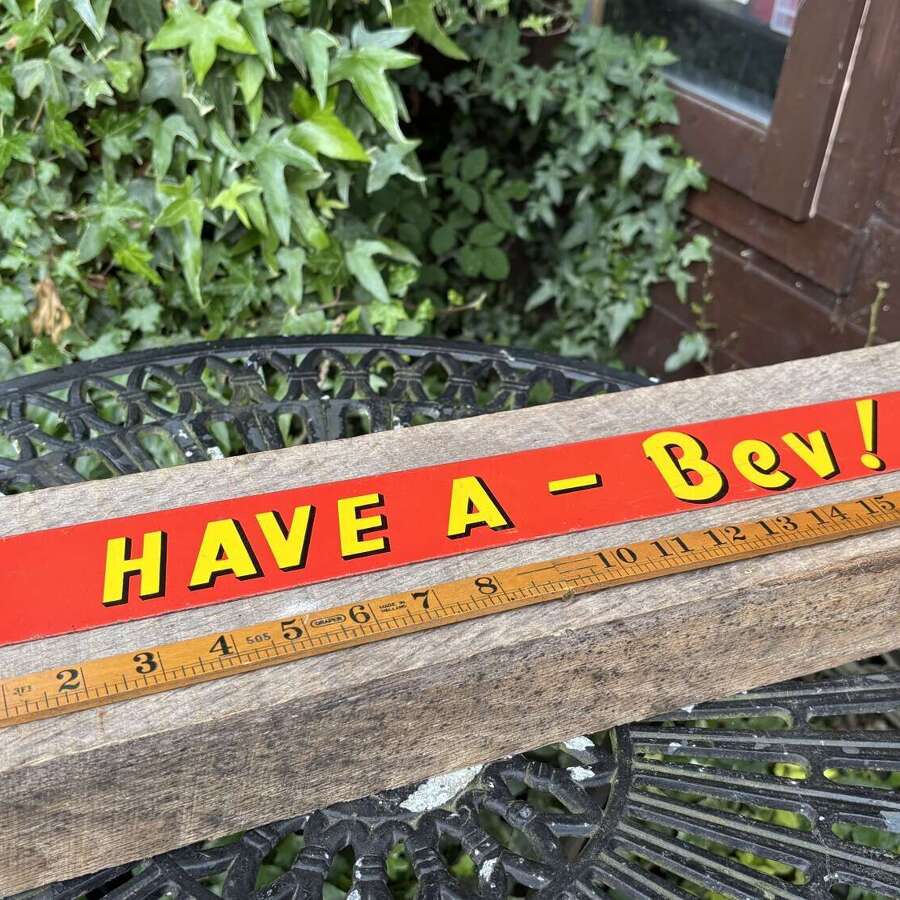 Lyons Bev Coffee In A Bottle Shelf Edge Tin Sign c1950s