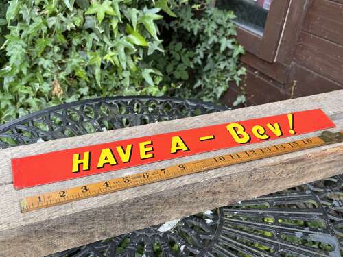 Lyons Bev Coffee In A Bottle Shelf Edge Tin Sign c1950s