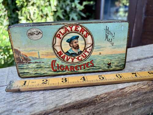 Player's Hand Made Embossed Navy Cut 100 Cigarette Tin c1900s