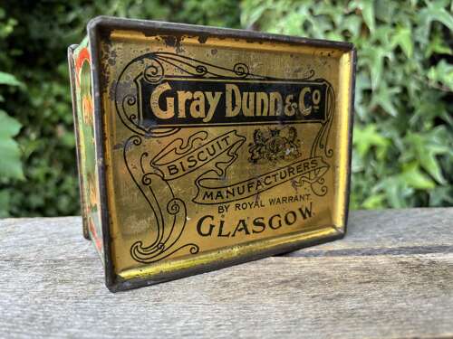 Scarce Gray Dunn King Edward 7th Royalty Biscuit Tin c1902