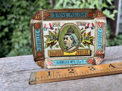 Queen Victoria Royal Non Such Stove Polish Advertising Tin Tip Tray c1897