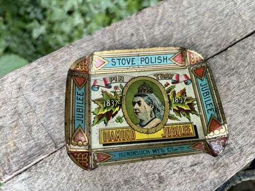 Queen Victoria Royal Non Such Stove Polish Advertising Tin Tip Tray c1897