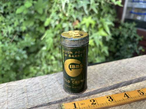 Gibbs Variation Shaving Soap Razor Barber Shop Chemist Tin c1920s
