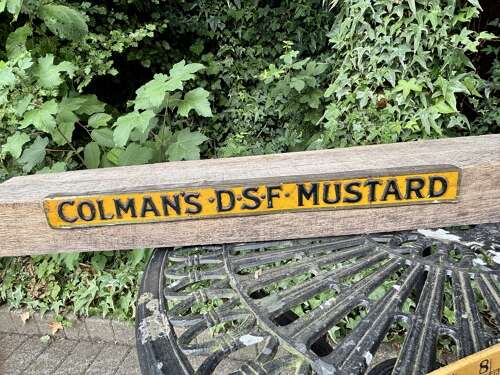 Embossed Colman's Mustard Shelf Strip Advertising Tin Sign c1900s