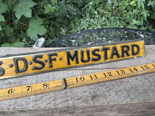 Embossed Colman's Mustard Shelf Strip Advertising Tin Sign c1900s