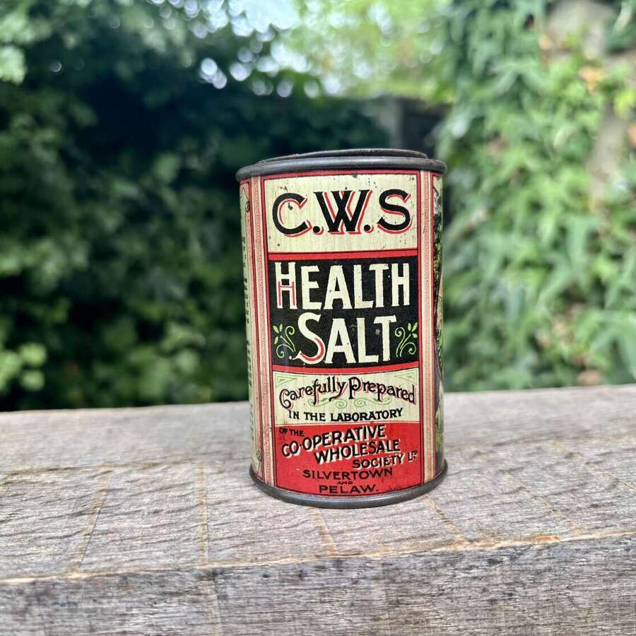 CWS Health Salt Chemist Grocery Advertising Tin c1900s