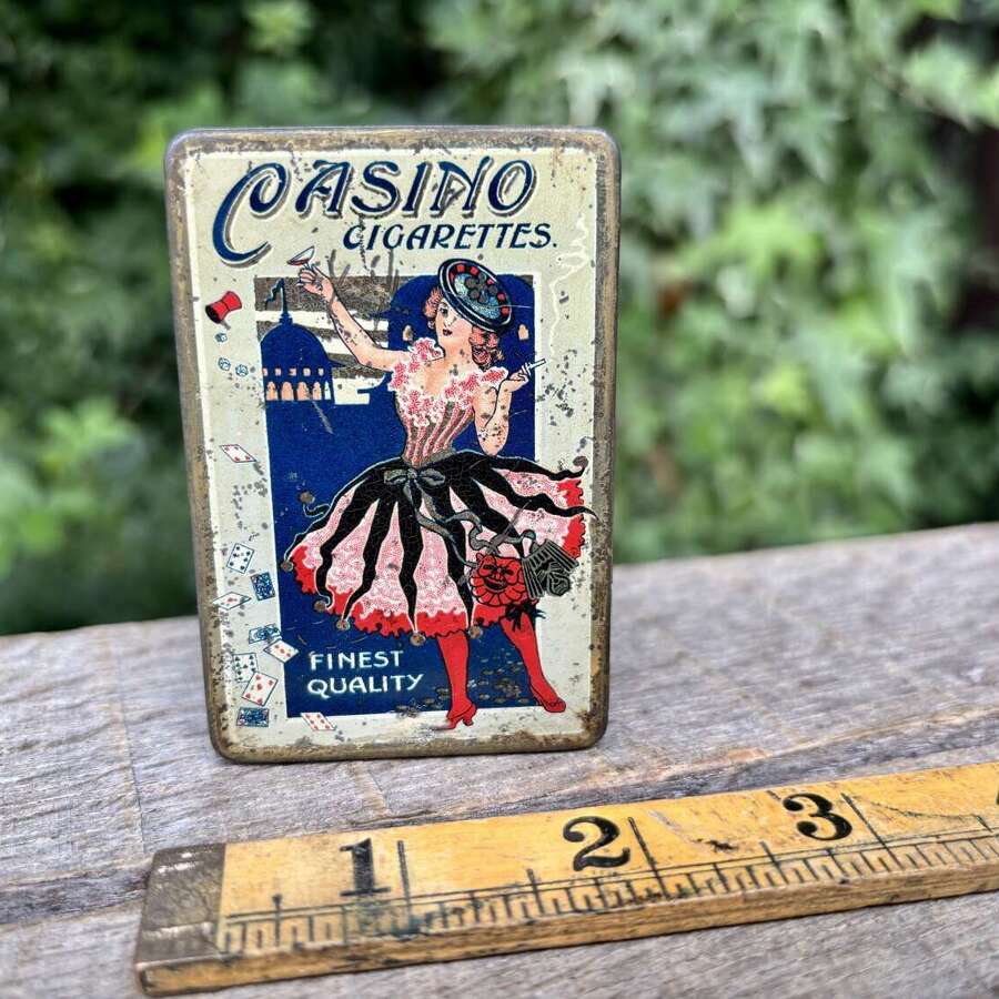 Scarce Casino Lady Image 20 Agricola Cigarette Co. Tin c1920s