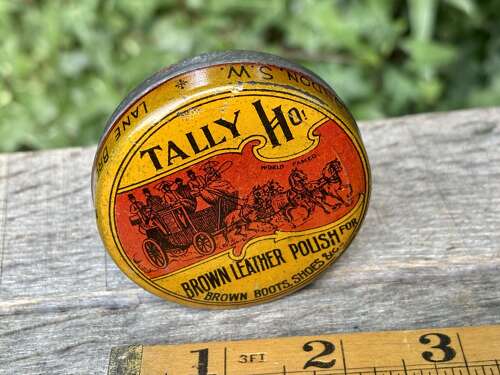 Tally Ho Brown Brothers Sho Boot Polish Tin c1920s