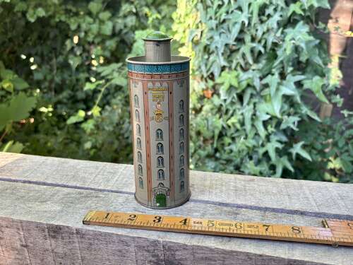 17th Century Tower of Rundetaarn / Round Tower Copenhagen Denmark Money Bank Tin c1950s