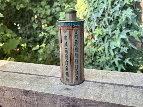 17th Century Tower of Rundetaarn / Round Tower Copenhagen Denmark Money Bank Tin c1950s