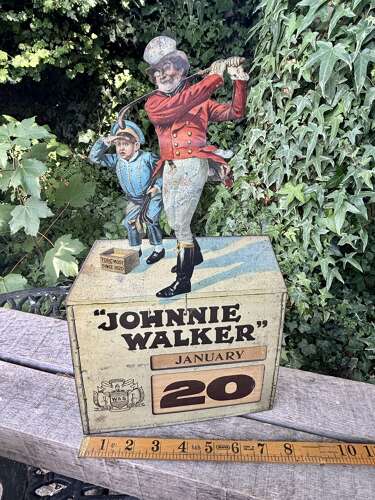 Johnnie Walker Whisky Golf Golfer Tin Advertising Bar Pub Sign c1920s