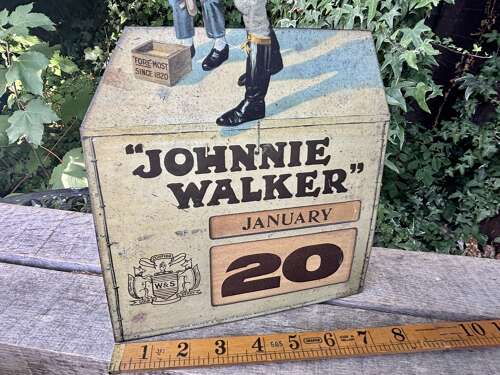 Johnnie Walker Whisky Golf Golfer Tin Advertising Bar Pub Sign c1920s