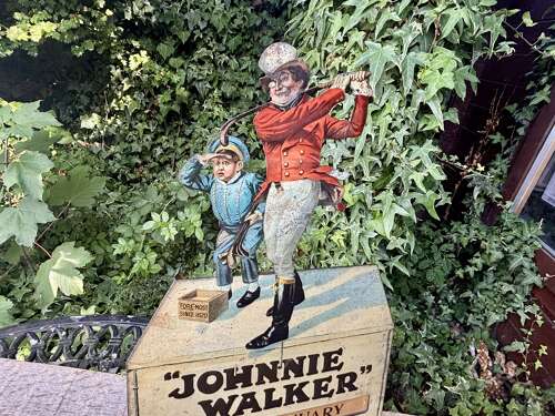 Johnnie Walker Whisky Golf Golfer Tin Advertising Bar Pub Sign c1920s