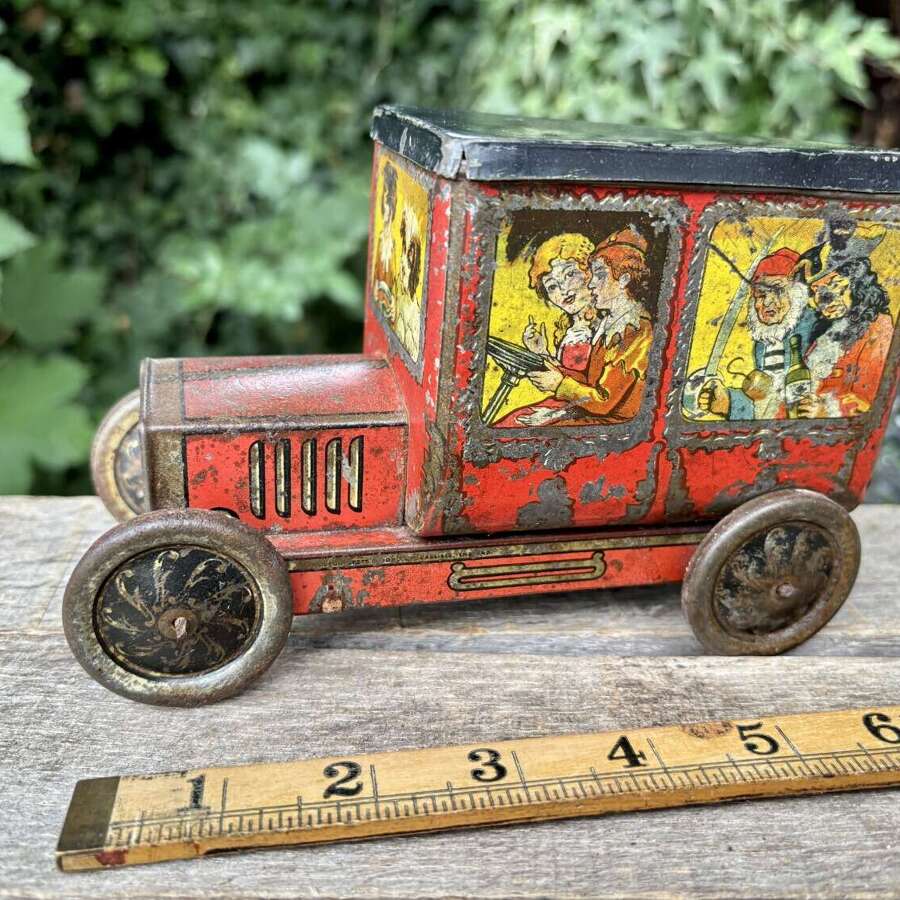 Peter Pan Fairytale Car Biscuit Tin c1920s