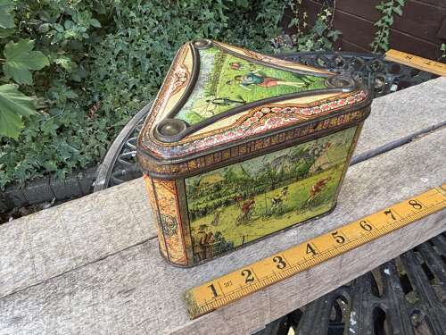Huntley & Palmers Athletic Cycle Running Cross Country Biscuit Tin c1900s