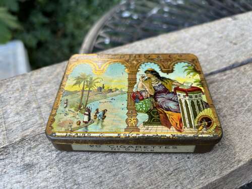 Dimitrino Lady Image Egyptian 20 Cigarette Tin c1900s