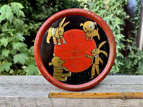 Children's Toys Playing On Toffee Tin c1930s