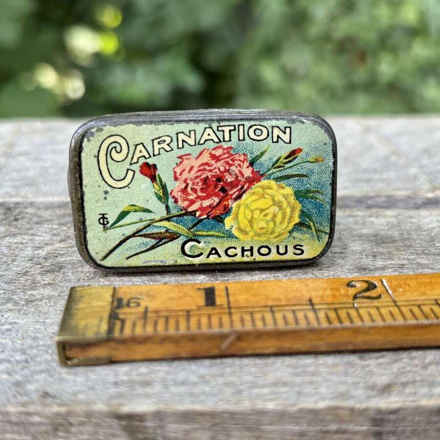 Lovely Little Carnation Cachous Mint Tin Sample Size c1920s