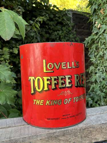 Large Shop Display Lovell's Toffee Shop Advertising Bin Tin c1930s