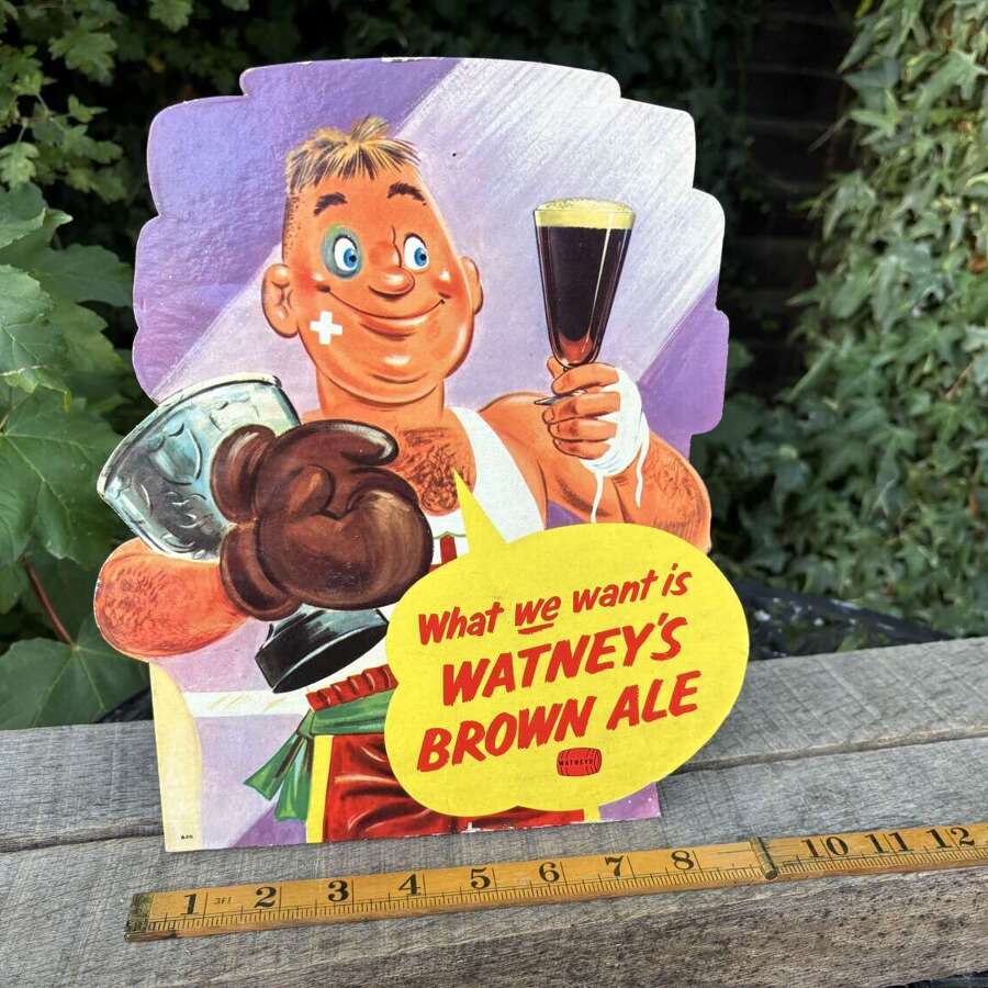 Watney's Brown Ale Beer Pub / Bar Boxing Card Sign c1960s