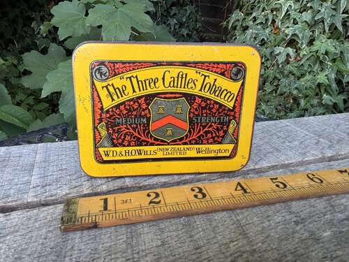 Unusual Wills Three Castles New Zealand Tobacco Tin c1930s
