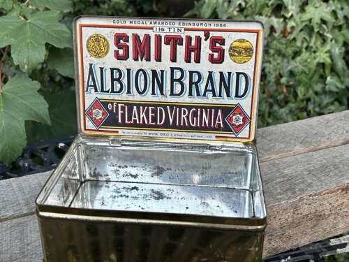 Smith's Albion Brand 1 pound TobaccoTin c1900s