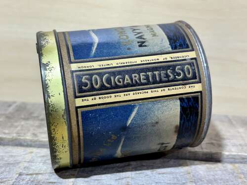 Full Montague Fitzgerald London Navy Cut Round 50 Cigarette Tin c1930s