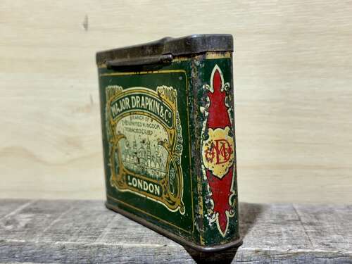 Major Drapkin Military Flip Top Vertical Pocket Tobacco Tin c1930s