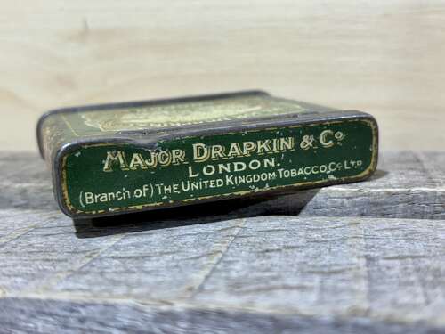 Major Drapkin Military Flip Top Vertical Pocket Tobacco Tin c1930s