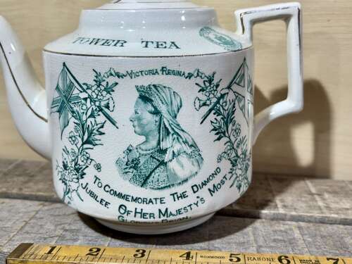 Queen Victoria Tower Tea Advertising Ceramic Tea Pot Jubilee c1887