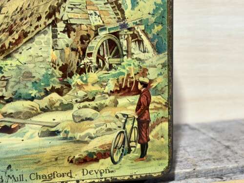 Tucker's Totnes Old Mill Chagford Devon Cycling Image Toffee Tin c1900s