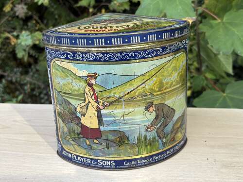 Player’s Countrylife Hunting Cycling Fishing Image Tobacco Tin c1910