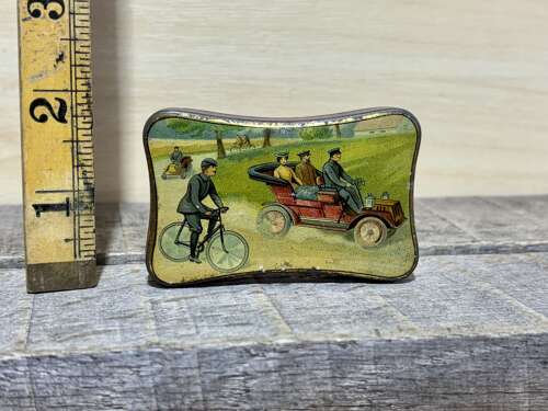 Early Motor Car & Bicycle Transport Toffee Chocolate Tin c1910