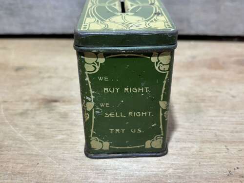 Bradley's The Tailors Grantham Art Nouveau Tin Money Box Bank c1905