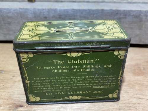 Bradley's The Tailors Grantham Art Nouveau Tin Money Box Bank c1905
