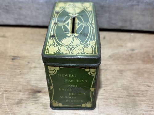 Bradley's The Tailors Grantham Art Nouveau Tin Money Box Bank c1905