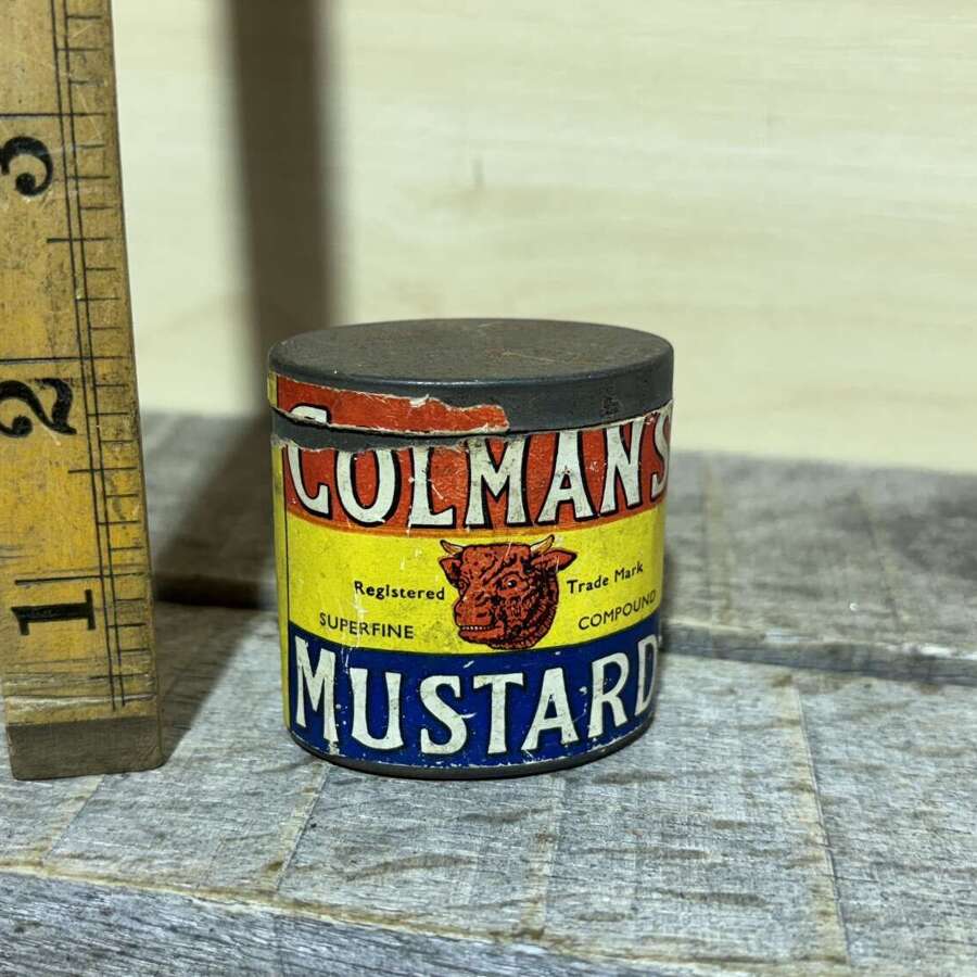 Colman's Mustard Small Paper Wrap Grocery Tin c1920s