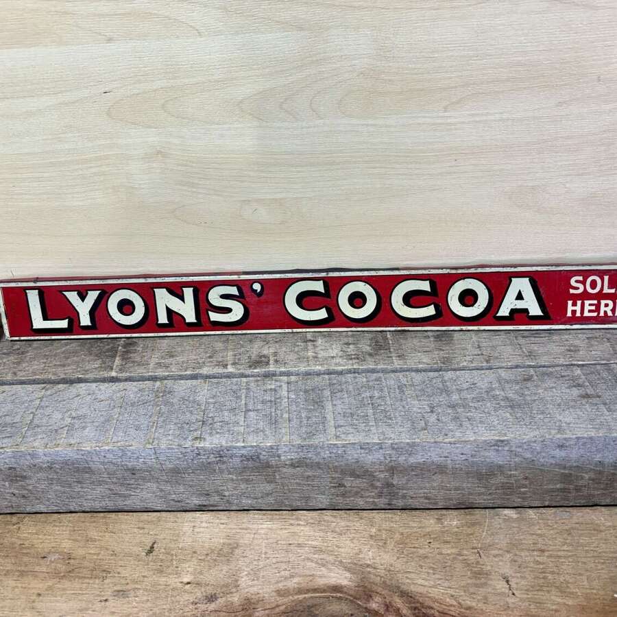 Lyons cocoa chocolate Shop advertising Tin Shelf Edge Sign c1920s