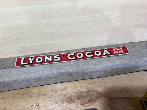 Lyons cocoa chocolate Shop advertising Tin Shelf Edge Sign c1920s
