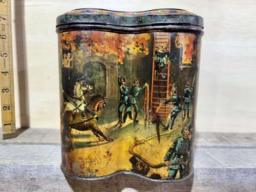 Huntley & Palmers Victorian Fire Brigade Biscuit Tin c1892