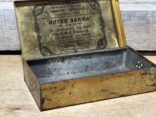 Scarce George Watt’s Botes Bacca 4oz Tobacco Tin c1886