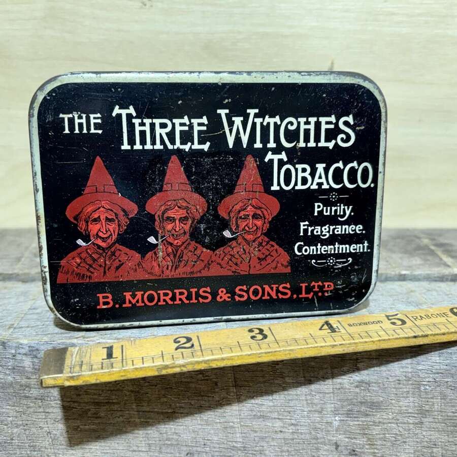 B. Morris & Son Three Witches Tobacco Tin c1900s