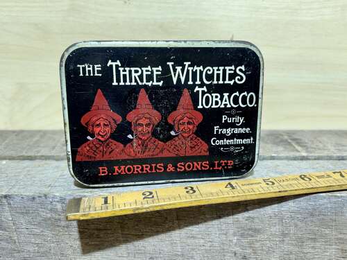 B. Morris & Son Three Witches Tobacco Tin c1900s