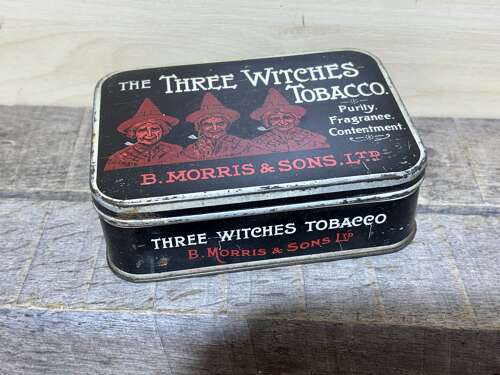 B. Morris & Son Three Witches Tobacco Tin c1900s