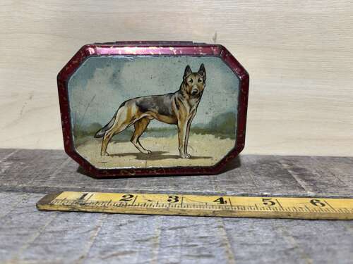 German Shepherd Dog Image Biscuit Tin c1920s